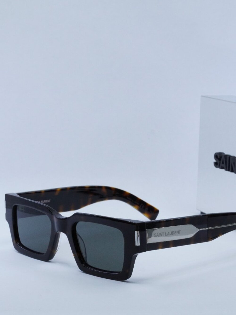 Saint Laurent SL736 001 Square Sunglasses - Dark Havana / Grey